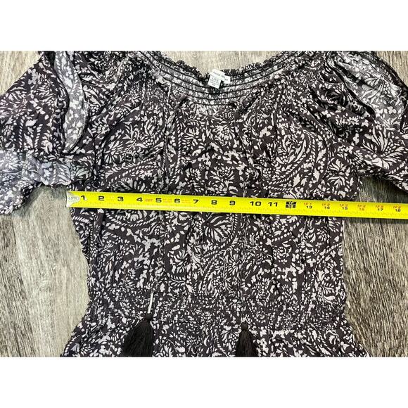 American Eagle Size Large Purple Brown Boho Smocked Peasant Off Shoulder Top - Picture 6 of 7